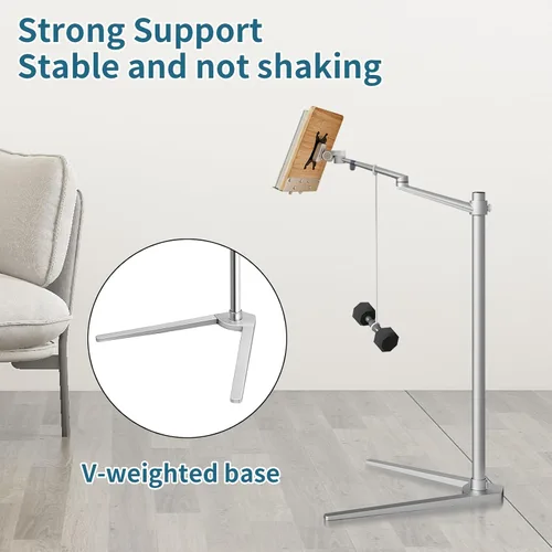 Vista 5 de Shikha Soporte ajustable para computadora portátil, soporte para tableta, base de trípode, soporte manos libres para portátil, teléfono y tableta