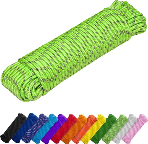 Vista 28 de TECEUM Cuerda – 90 pies x 1/4 pulgada (7mm) – Verde Ejército – Cuerda Utilitaria Versátil y Resistente – Acampada, Artesanía, Asta de Bandera