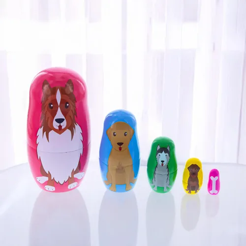 Vista 2 de BestPysanky Muñecas anidables de madera para perros de 4.75 pulgadas