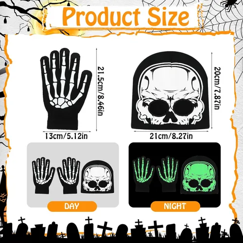 Vista 3 de Glow in the Dark Skeleton Mask and Gloves Set for Halloween
