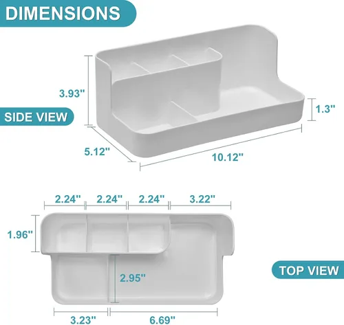 Vista 6 de VITVITI Porta cepillos de dientes para baño, organizador de baño, encimera, organizador de encimera de baño con 5 compartimentos de almacenamiento