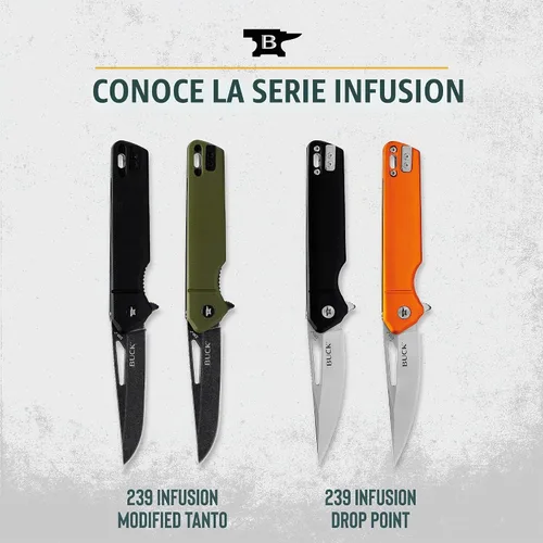 Vista 7 de Buck Knives 239 Infusion, cuchillo de bolsillo plegable con hoja de punta, mango de aluminio, clip para bolsillo Negro