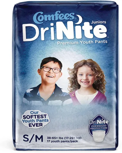 Vista 4 de Comfees DriNite - Pantalones juveniles pequeños, medianos, 68 unidades Ropa interior absorbente juvenil, unisex, sin cierre con costuras