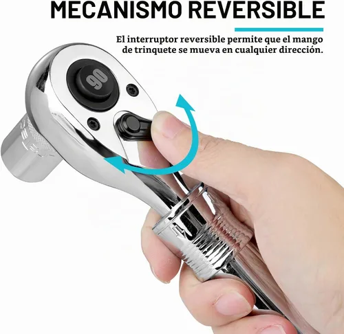Vista 4 de DURATECH Trinquete extensible de 1/2 pulgada, llave de trinquete de liberación rápida de 90 dientes Socket Wrench with Cushion Handle &