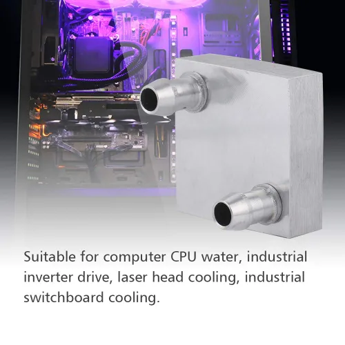 Vista 2 de Cabezal de refrigeración por agua para computadora, bloque de aluminio de refrigeración por agua de 1.575 x 1.575 in para radiador de CPU, disipador