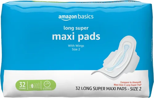 Vista 16 de Amazon Basics Almohadillas largas gruesas con alas para períodos, absorción regular, sin perfume, tamaño 1, 36 unidades (anteriormente Solimo)