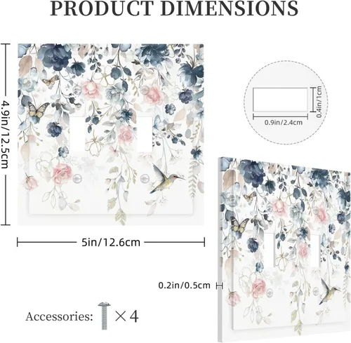 Vista 234 de Decorative Outlet Covers Blue Background White Cat Daisy Floral 2-Gang 1-Gang Wall Plate Single Toggle/Rocker Farmhouse Style Light Switch Covers