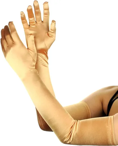 Vista 2 de NYFASHION101 Guantes largos clásicos de satén de longitud ópera para mujer 16BL Negro