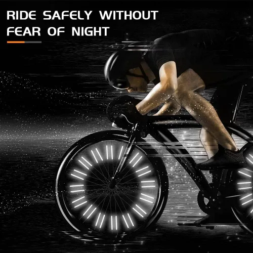 Vista 7 de Reflector de radios para bicicleta, reflectores de radios de bicicleta de visibilidad de 360°, clips reflectantes impermeables para bicicletas