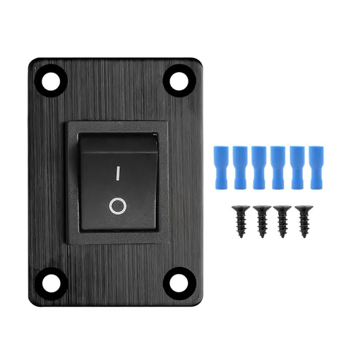 Vista 8 de 1 pieza Interruptor basculante negro KCD1 para barco, interruptor de panel SPST de 2 posiciones y 2 pines, 6A 250V CA 10A 125V CA, con 4 piezas