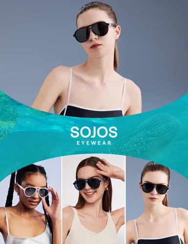 Vista 5 de SOJOS Ocean Collection Polarized Retro Oversized Aviator Sunglasses Women Men Recycled Plastic Eco-Friendly, Constellation