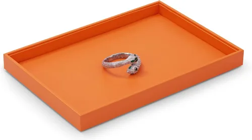 Vista 8 de Bandeja de exhibición plana de la joyería del cuero de la PU para el Naranja