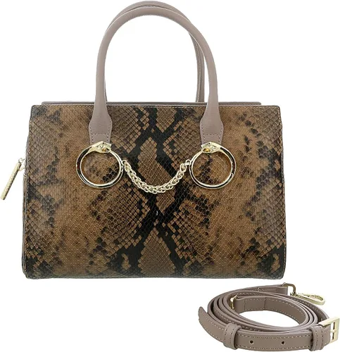 Vista 2 de ROBERTO CAVALLI Class Taupe Snakeskin - Bolso grande Millie Deluxe para mujer gris topo