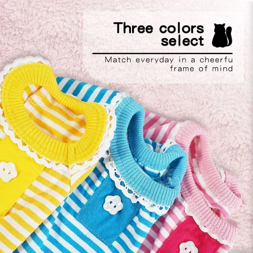 Vista 4 de S-Lifeeling Ropa para cachorros - Pijama cómodo para perros con rayas (XS, amarillo)