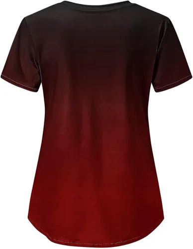 Vista 2 de Camiseta de uniforme de enfermería estampada para mujer, talla grande, cuello en V, para trabajo, enfermera, uniforme