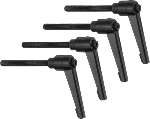 Vista 17 de uxcell 4 perillas ajustables M5 x 0.472 in, rosca macho, botón de trinquete, bloqueo rápido, perno giratorio para maquinaria de torno, color negro