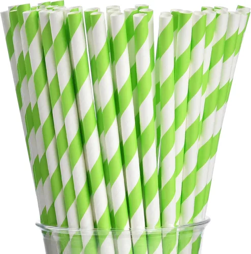 Vista 23 de ALINK - 100 pajitas de papel rayadas en blanco y negro, pajitas desechables biodegradables para Halloween, Navidad, cumpleaños, Año Nuevo