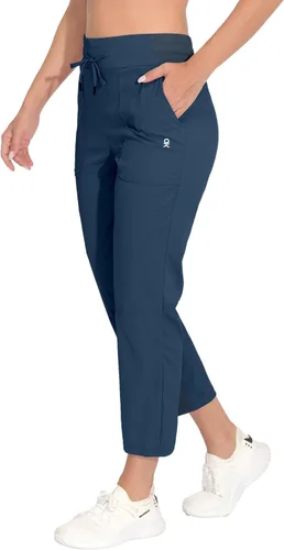 Vista 2 de Little Donkey Andy Pantalones capri ligeros para mujer, elásticos, de secado rápido, cintura elástica con cordón para senderismo