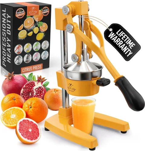 Vista 20 de Zulay Kitchen Exprimidor de hierro fundido, exprimidor manual resistente con coladores desmontables para una fácil limpieza, prensa de jugo