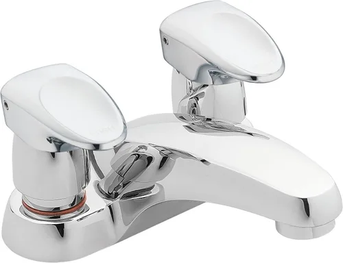 Vista 4 de Moen Grifo de baño con dosificación central de dos manijas de cromo comercial M-PRESS de 4 pulgadas, 8886