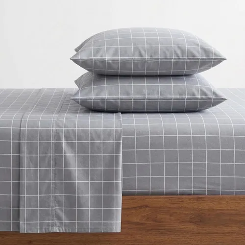 Vista 17 de Eddie Bauer - Sábanas de cama individual, juego de ropa de cama de franela de algodón con funda de almohada a juego, cepilladas para mayor suavidad