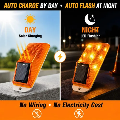 Vista 3 de Luz de advertencia estroboscópica solar: Lámpara de advertencia LED estroboscópica sensible, súper brillante, IP65, impermeable, control de luz