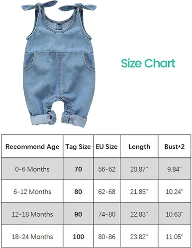 Vista 6 de LAPA Enterizo de mezclilla para bebés y niñas, overol de mezclilla para recién nacidos