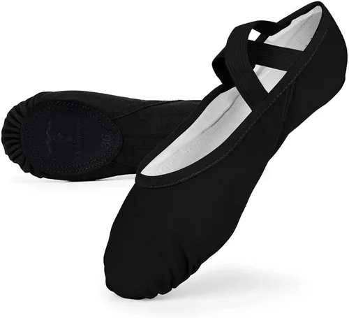Vista 4 de Zapatos de ballet para mujeres y niñas, zapatos de ballet para mujer, zapatos de baile de lona, zapatos tipo ballet zapatos de yoga.