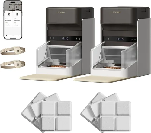 Vista 11 de PETLIBRO Alimentadores RFID para 2 gatos, sensor de collar para comidas personalizadas, reconocimiento de gatos, seguimiento de dieta y antirrobo