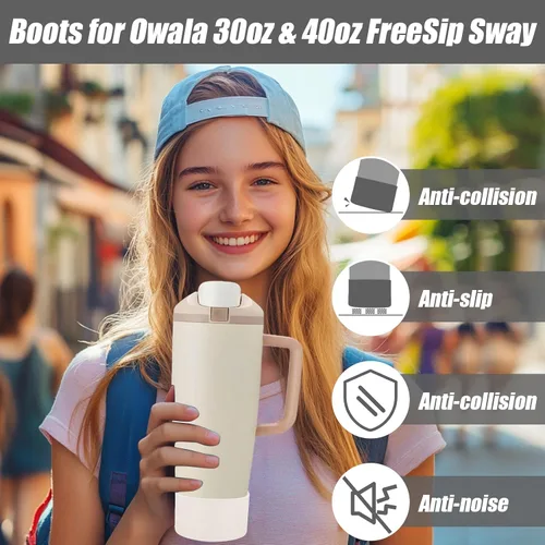 Vista 4 de Mity rain 2 piezas de botas protectoras de silicona para botellas y vasos FreeSip Sway de Owala de 30 oz y 40 oz - Accesorios para owala, mejora