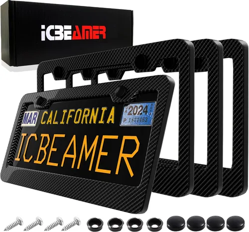 Vista 11 de ICBEAMER Marco de matrícula de motocicleta impermeable de ajuste universal para la mayoría con 6+ LED intermitentes de cola + luz de freno