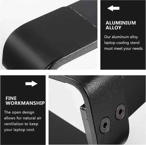 Vista 3 de Portable Folding Laptop Stand, Black Aluminium Alloy Holder for Desk
