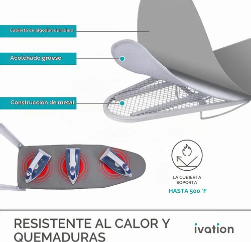 Vista 5 de Ivation Tabla de planchar montada en la pared Estación de planchado plegable de 36.2 x 12.2 pulgadas resistente para el hogar y apartamentos