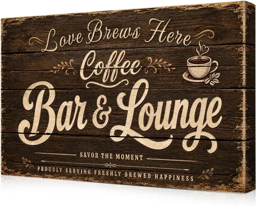 Vista 35 de IPIC Letrero personalizado de barra de café con nombre familiar, impresión 01. Letrero de barra de café