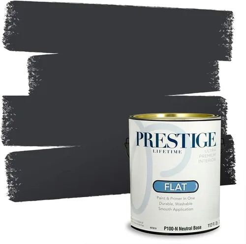 Vista 115 de PRESTIGE Pinturas Pintura Exterior e Imprimación en Uno, 1 Galón, Mate, Combinación Comparable de Sherwin Williams* Black Magic* SW6991-PCM