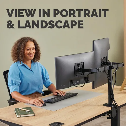 Vista 4 de Fellowes Brazo de monitor doble ajustable para todos los días: tiene capacidad para dos pantallas de hasta 32 pulgadas con un peso de 19.84 libras