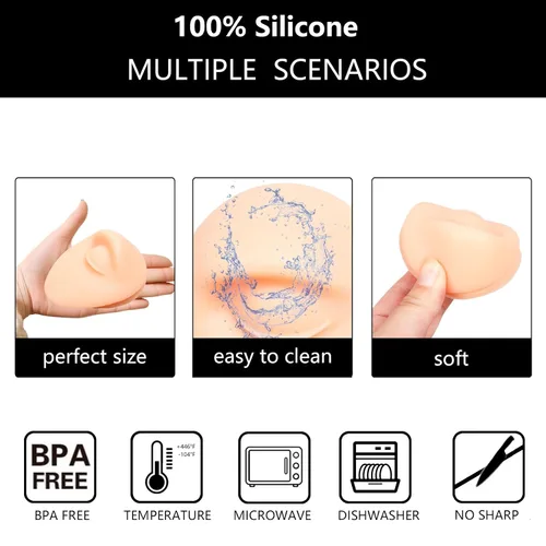 Vista 3 de Modelo de cejas de silicona, modelo de piezas del cuerpo de práctica de piercing, modelo de exhibición de cejas para práctica de piercing