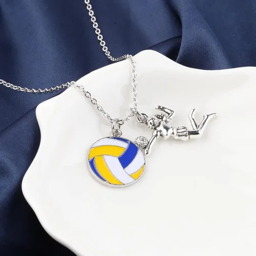 Vista 6 de FUSTMW Regalos de voleibol, collar de voleibol, regalos para jugadores de voleibol, collar con dije de voleibol, regalos para entrenadores