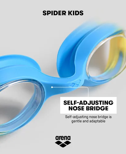 Vista 6 de ARENA Gafas de natación unisex Spider para niños y niñas de 2 a 5 años, lente antivaho sin espejo, correa fácil de usar, gafas sin fugas