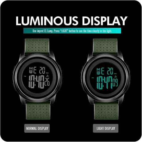 Vista 4 de YUINK Mens Watch Ultra-Thin Digital Sports Watch Waterproof Stainless Steel Fashion Wrist Watch for Men Women