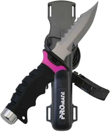 Vista 5 de Promate KF510-Negro, cuchillo de buceo de acero inoxidable con punta afilada