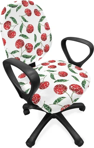 Vista 43 de Lunarable Funda para silla de oficina tribal, diseño azteca, nativo americano, geométrico, simbolismo étnico con espirales de triángulos, elástico