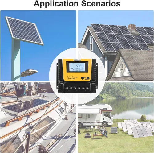 Vista 6 de Controlador de carga solar 40A, 12V 24V 36V 48V Auto Max PV 100V Pantalla retroiluminada Quattro USB PWM Paneles Solares Cargador Regulador