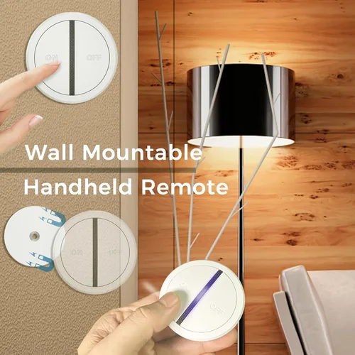 Vista 2 de Toma de control remoto inalámbrico, 15 A para luces y trituradores de basura Plug & Play sin cableado. Luces de control remoto de pared o de mano