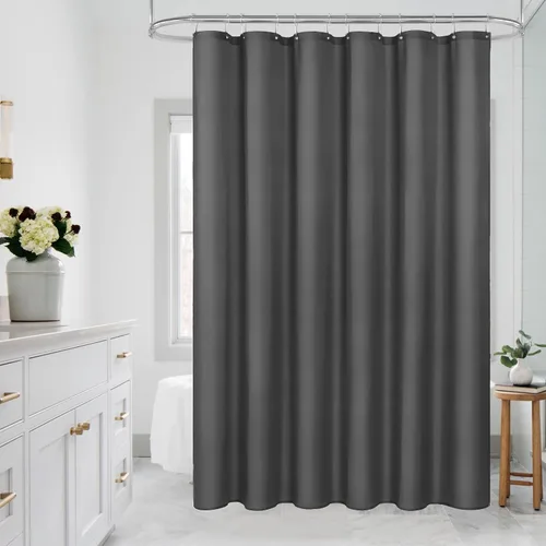Vista 14 de MitoVilla Forro de cortina de ducha de tamaño medio, 36 x 72 pulgadas, forro de cortina de baño para hotel moderno, forro de ducha negro, lavable