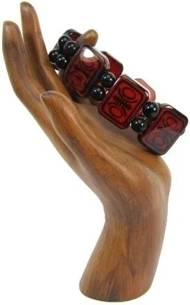 Vista 2 de Creative Ventures Jewelry - Pulsera elástica de azulejos tibetanos con símbolo de longevidad dZi