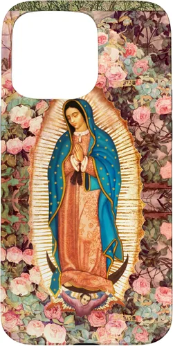 Vista 31 de Lady of Guadalupe - Carcasa para iPhone 17, diseño de flores rosadas