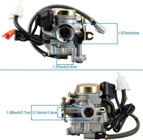 Vista 3 de Carburador 139QMB para GY6 50CC 49CC 4 tiempos Scooter Taotao Motor 0.709 in carb+ filtro de aire colector de admisión - Carburador de 50 cc