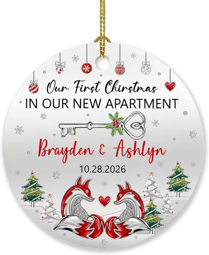 Vista 19 de Adorno personalizado para árbol de Navidad con nombre y año, regalo para mi nuevo apartamento, adorno personalizado para primera Navidad en un nuevo