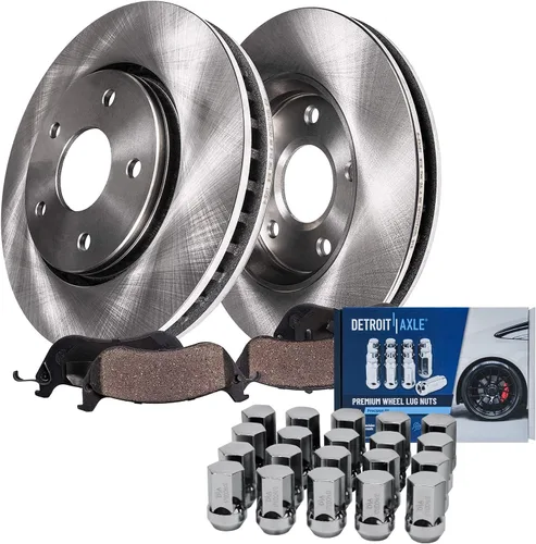 Vista 26 de Detroit Axle - Juego de 6 piezas de rotores de disco de freno delantero + pastillas de freno cerámicas de repuesto para Land Rover LR3 Range Rover